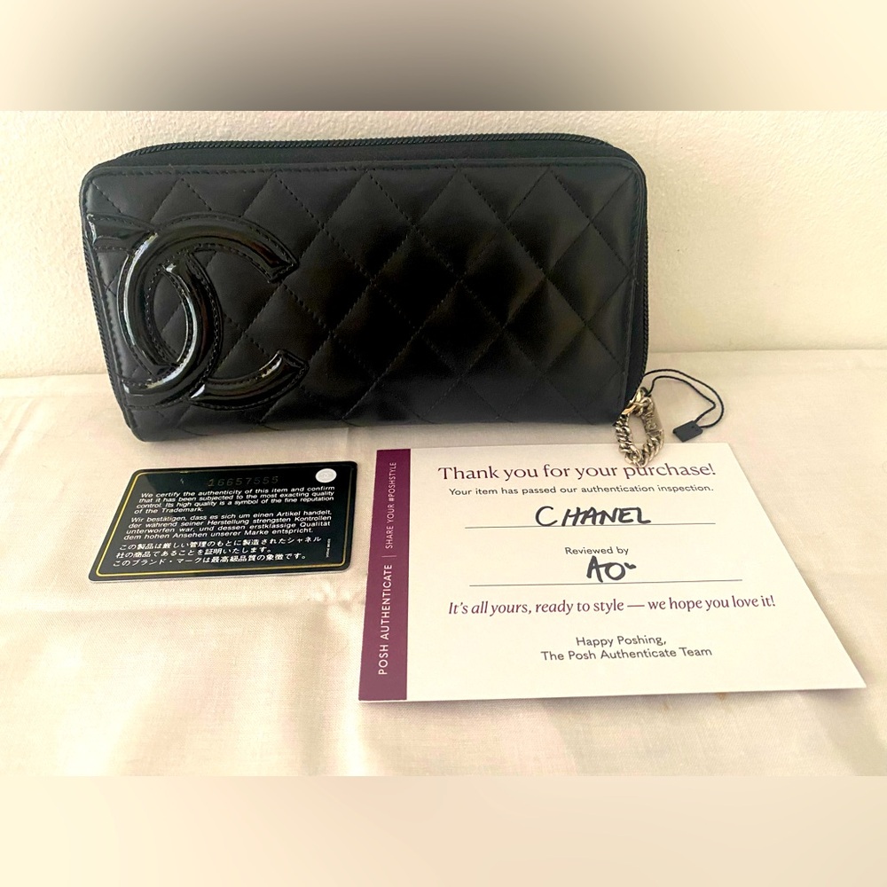 Chanel Cambon Calf Leather Zippy Wallet w/COA